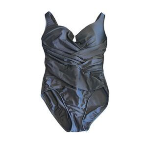 Miraclesuit woman’s 14 black pushup slimming one piece flattering swimsuit